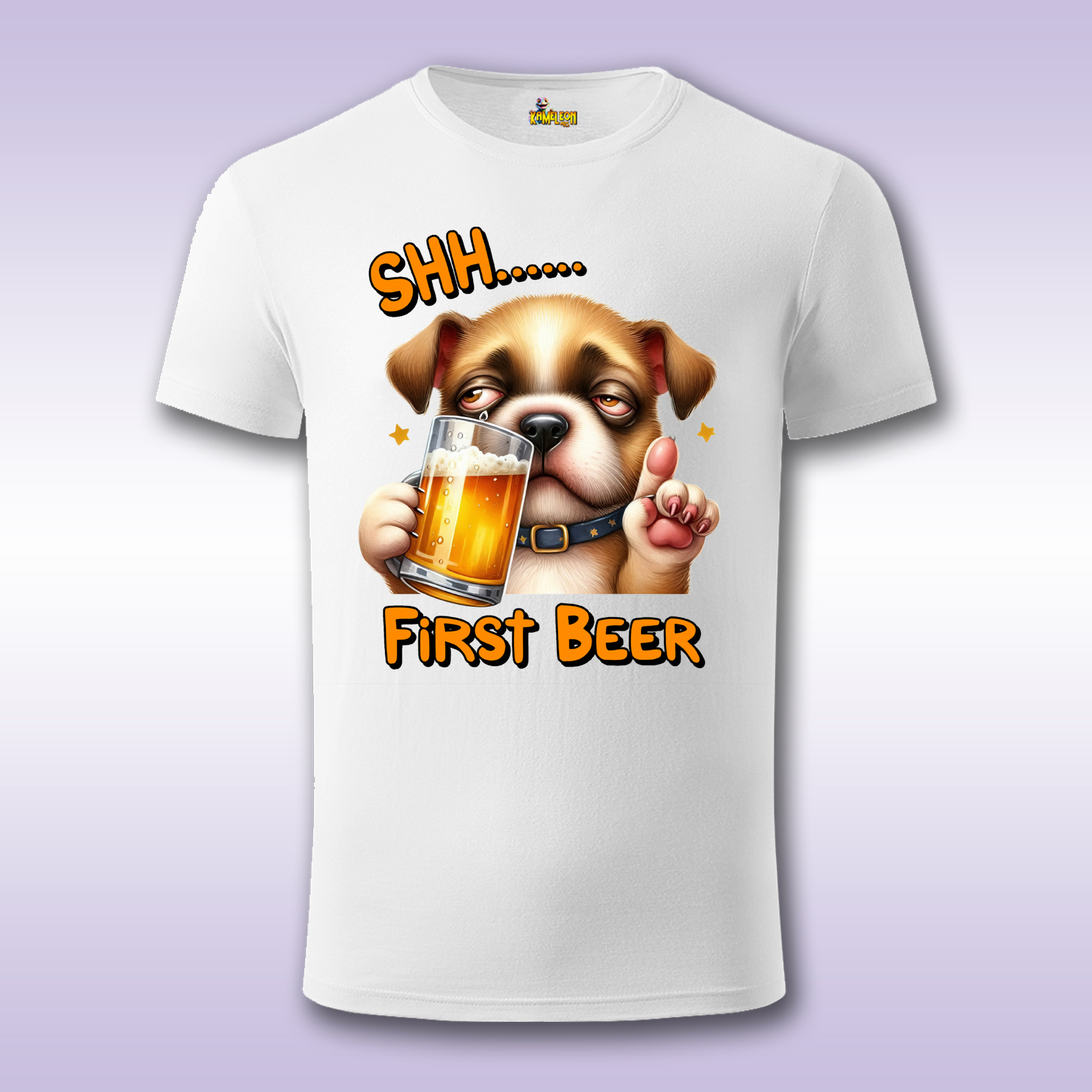 First BEER – DOG – bela majica Fit sa štampom