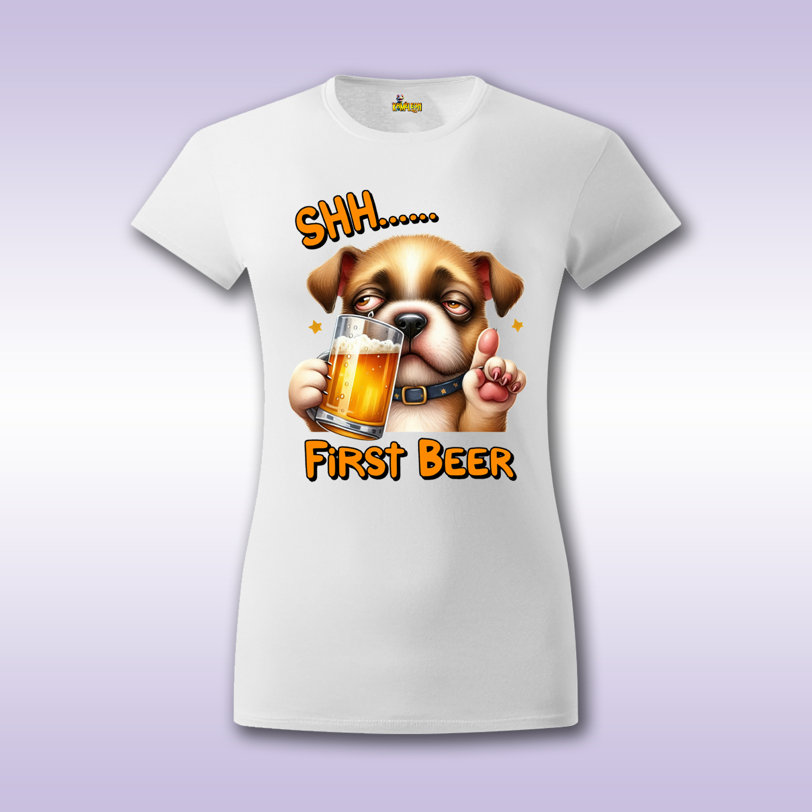 First BEER – DOG – bela ženska majica sa štampom