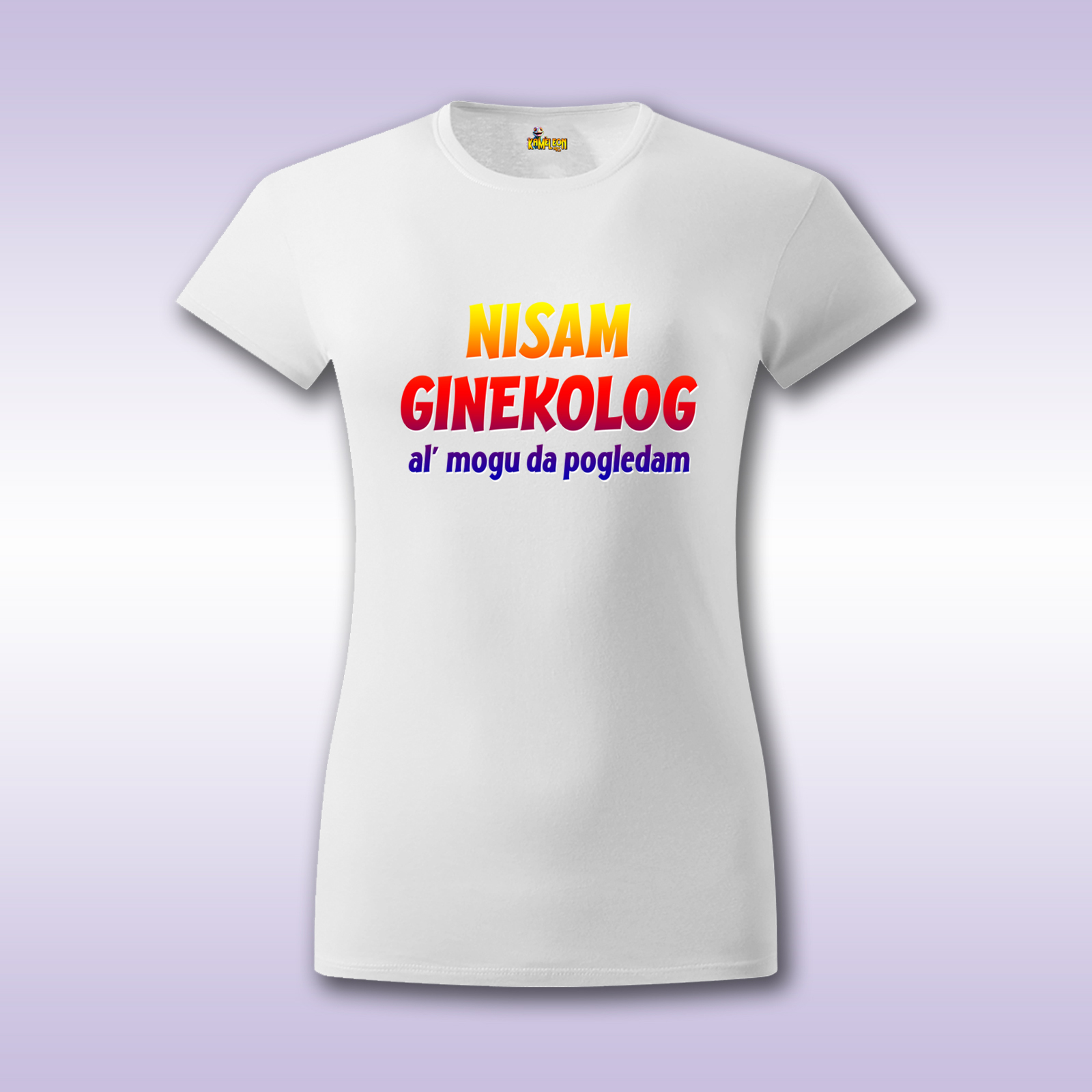 Nisam ginekolog – bela ženska majica sa štampom