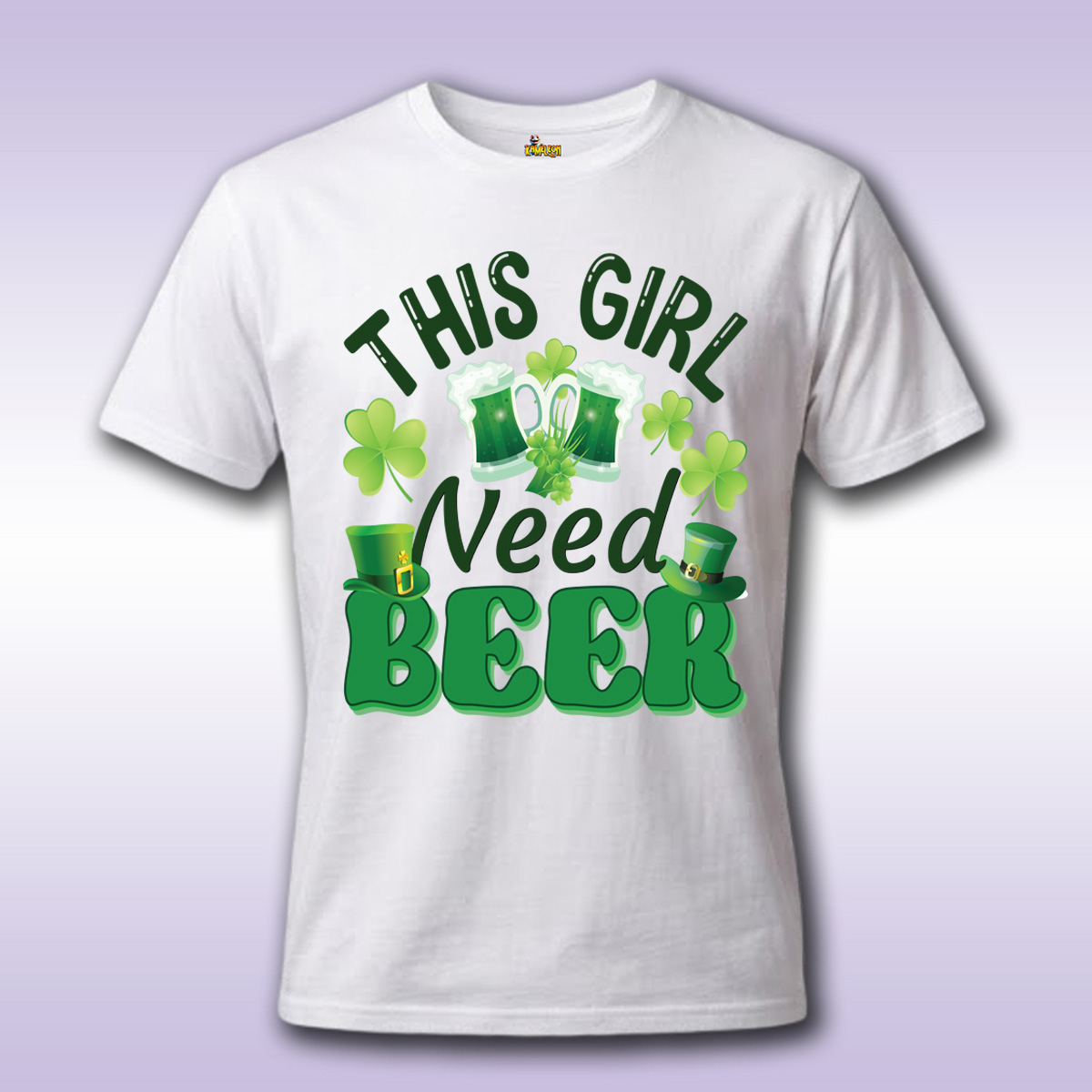This girl need beer – bela majica Economy sa štampom