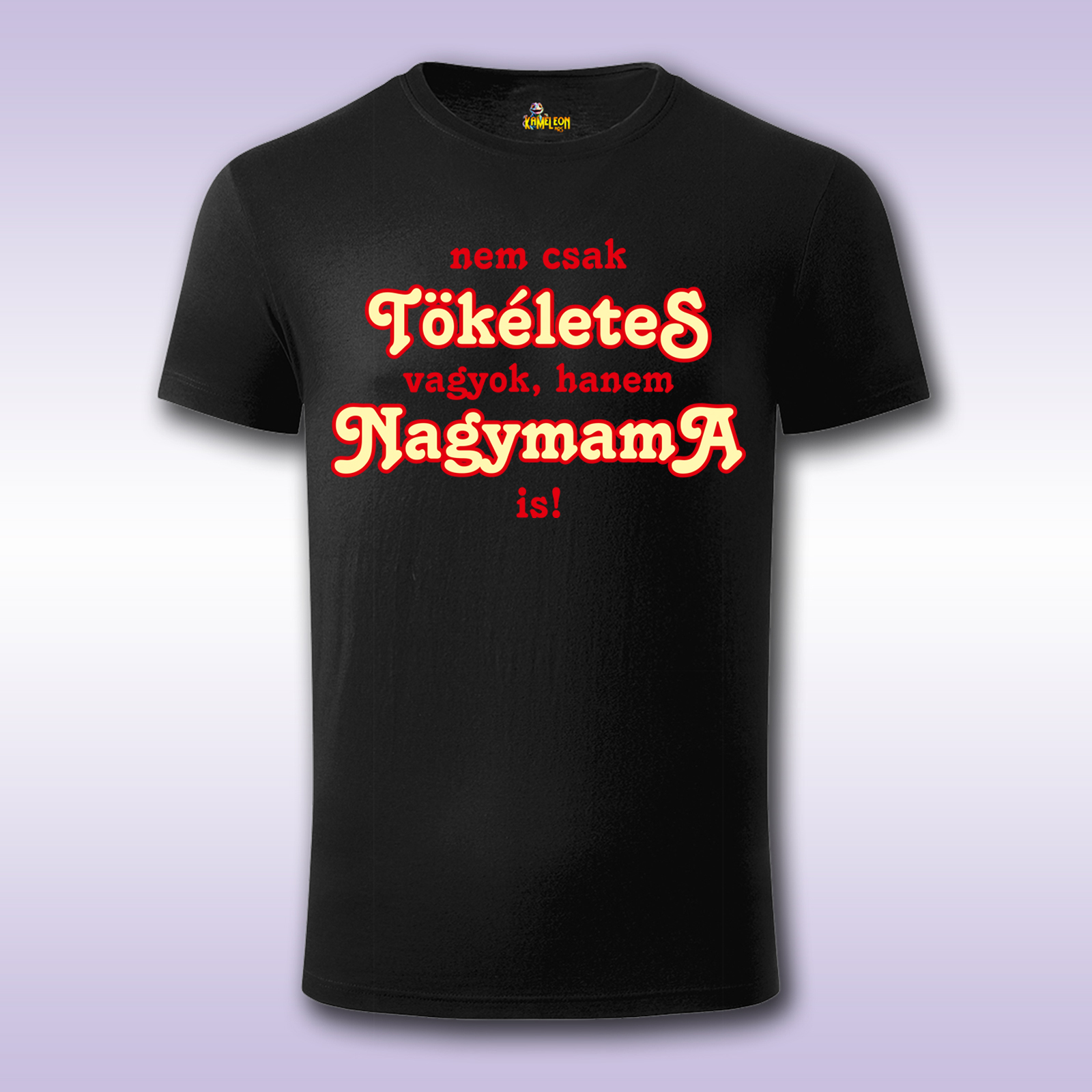 Tőkéletes Nagymama – crna majica Fit sa štampom