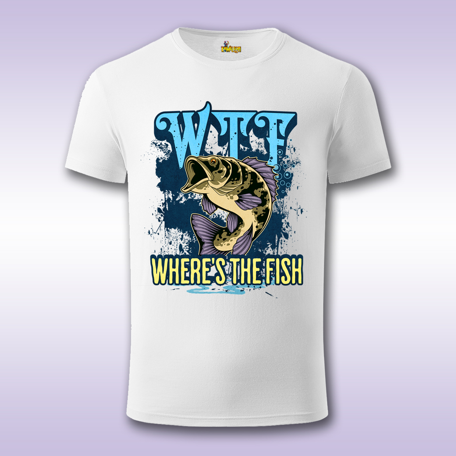 WTF fish – bela majica Fit sa štampom