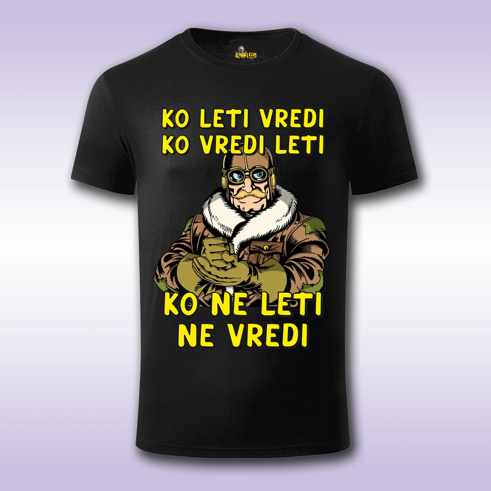 Ko vredi leti – crna majica Fit sa štampom