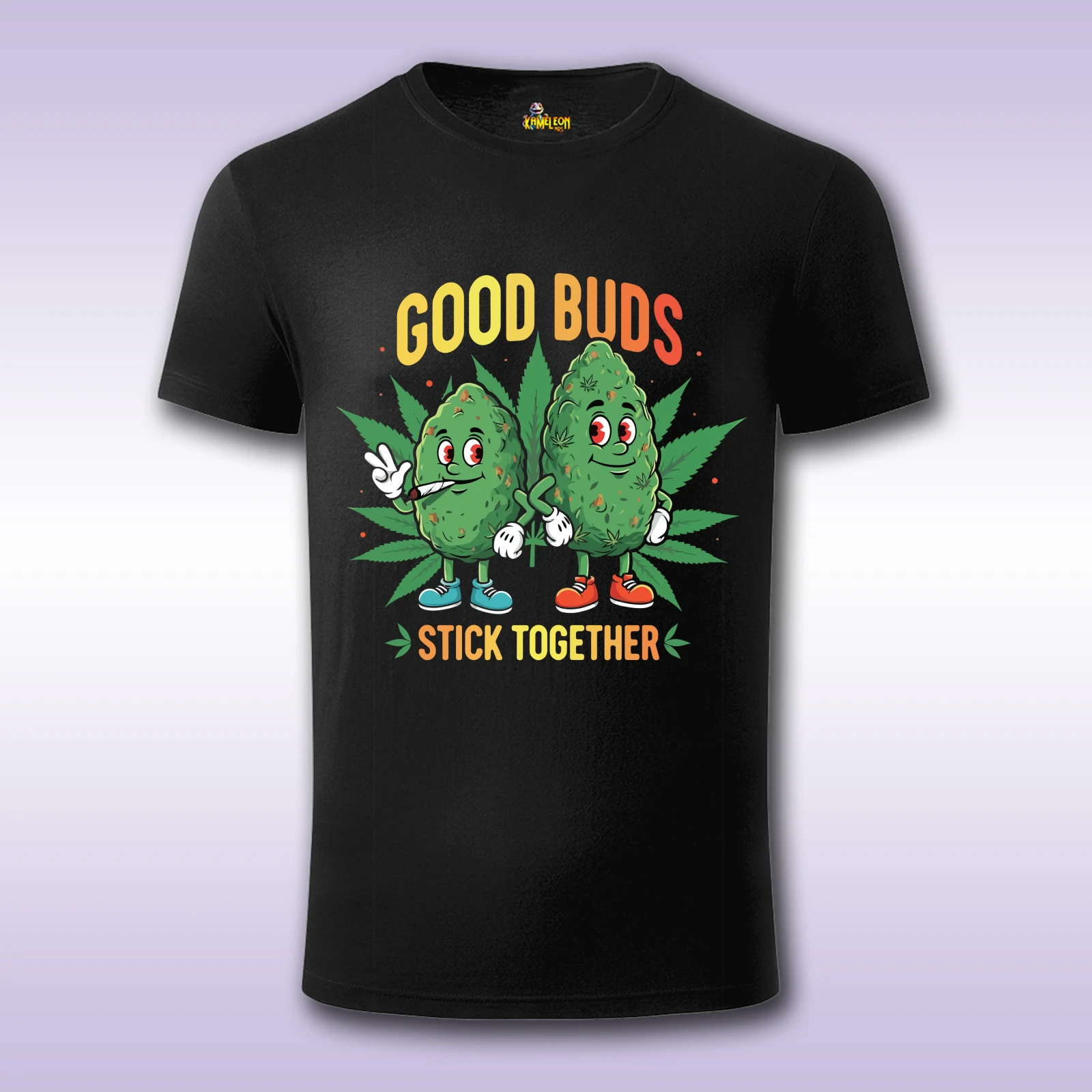 Good buds stick together – crna majica Fit sa štampom