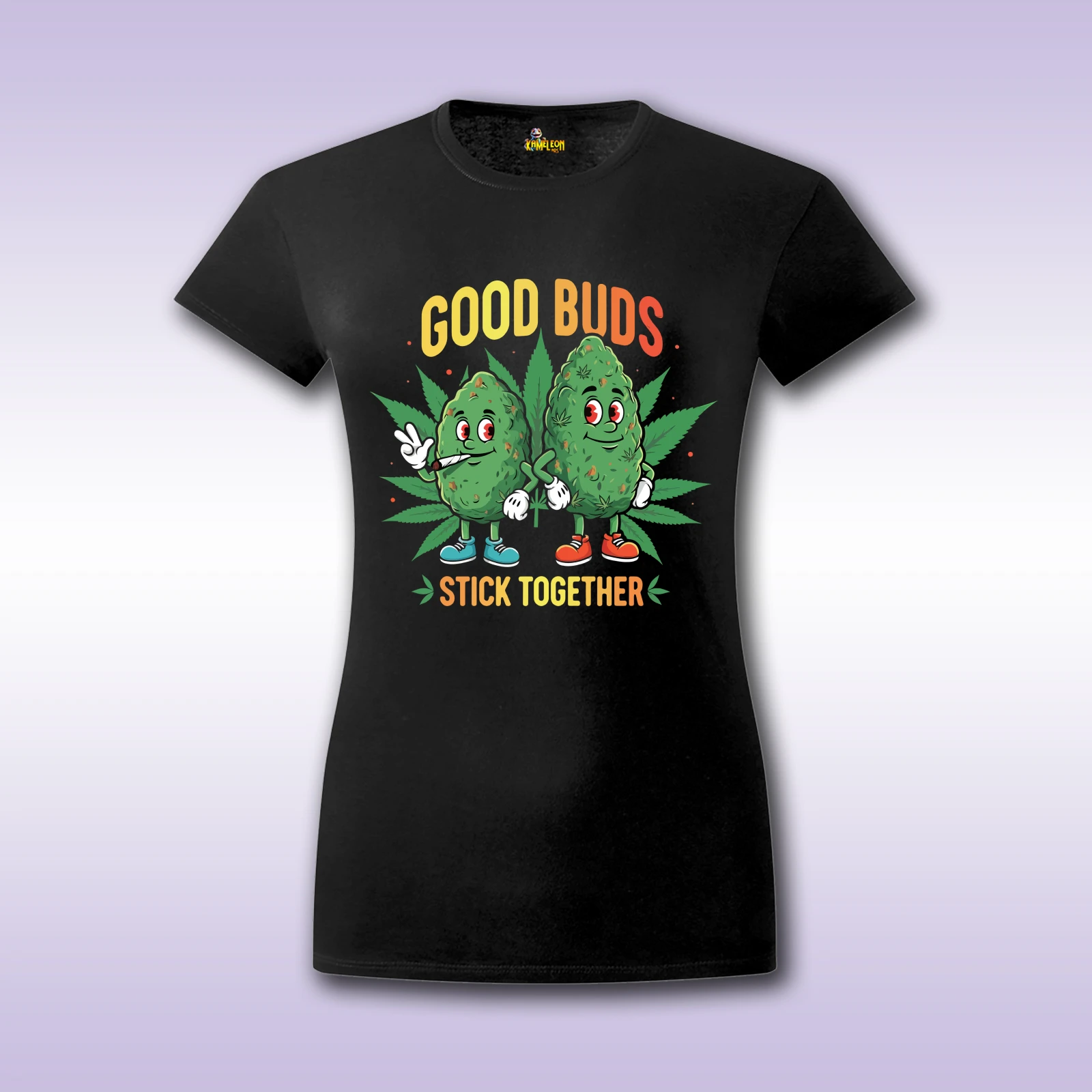 Good buds stick together – crna ženska majica sa štampom