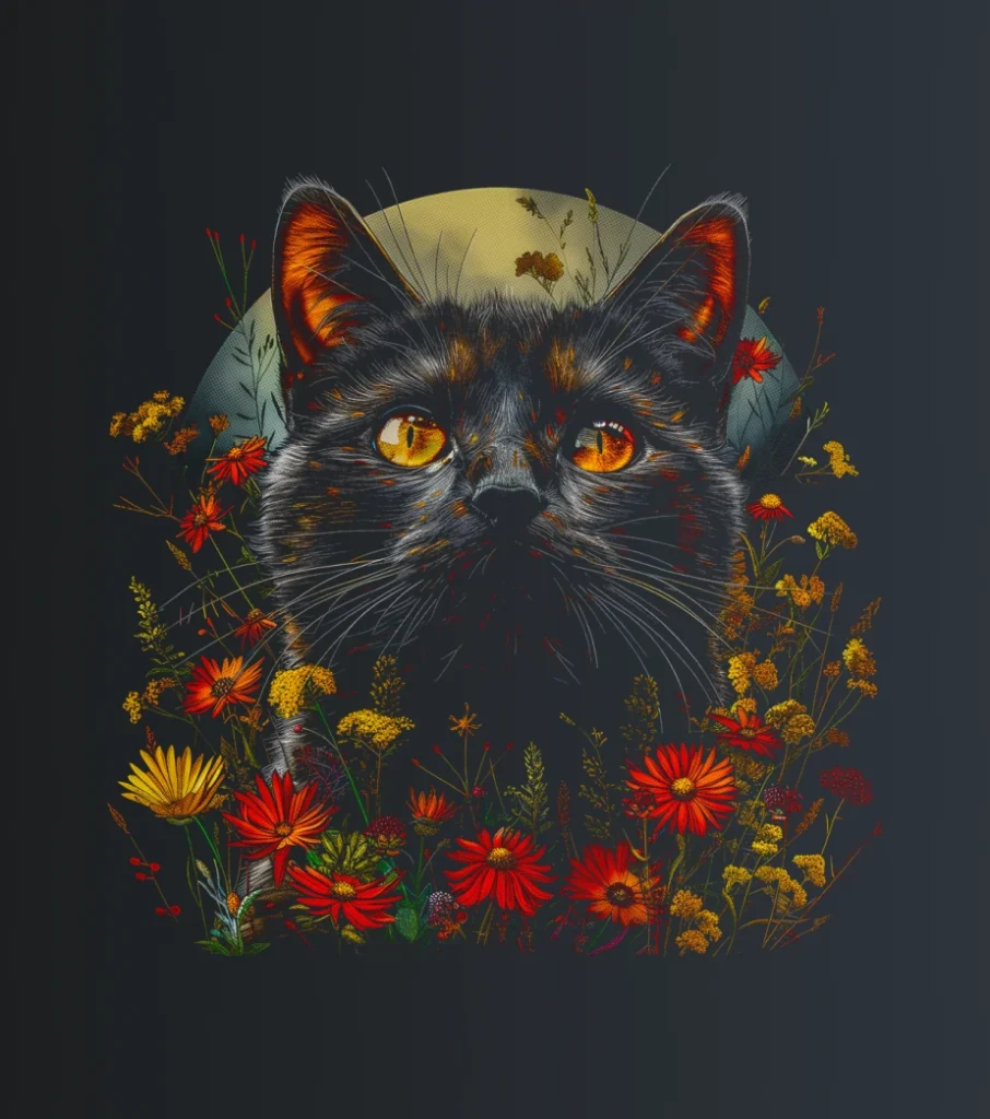 Floral Cat – majica sa štampom