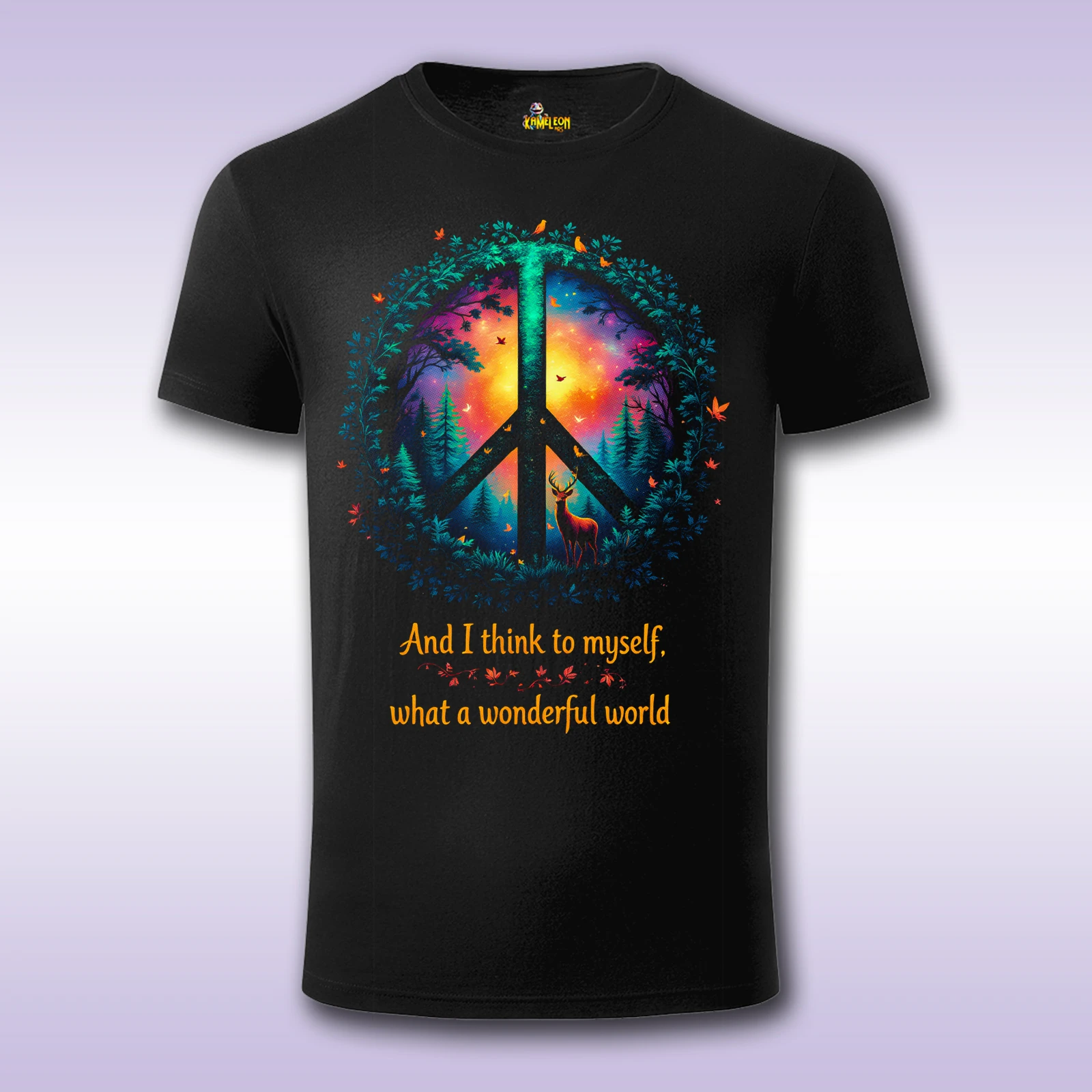 What a wonderful world – crna majica Fit sa štampom