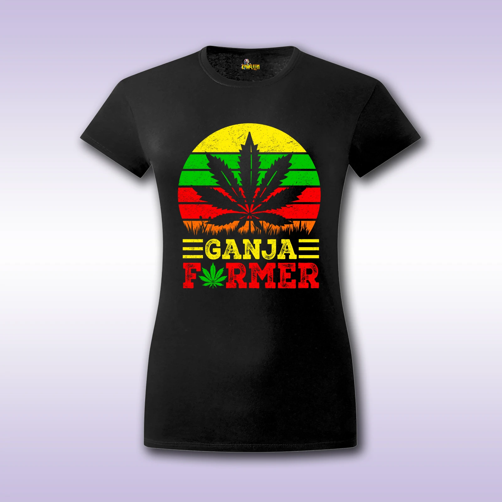 Ganja leaf – crna ženska majica sa štampom