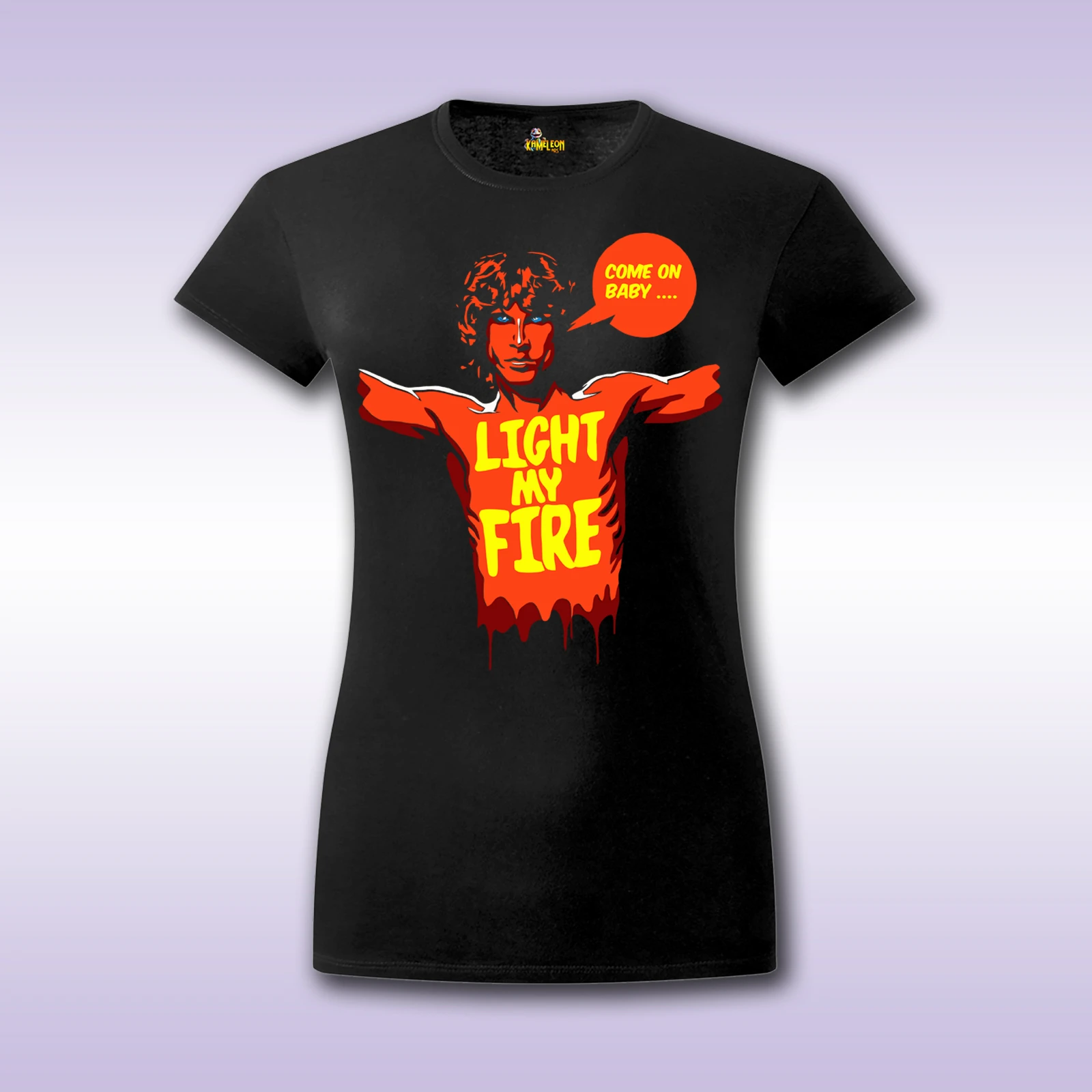Come on Baby Light My Fire – crna ženska majica sa štampom