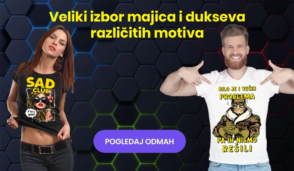 Veliki izbor majica i dukseva sa štampom