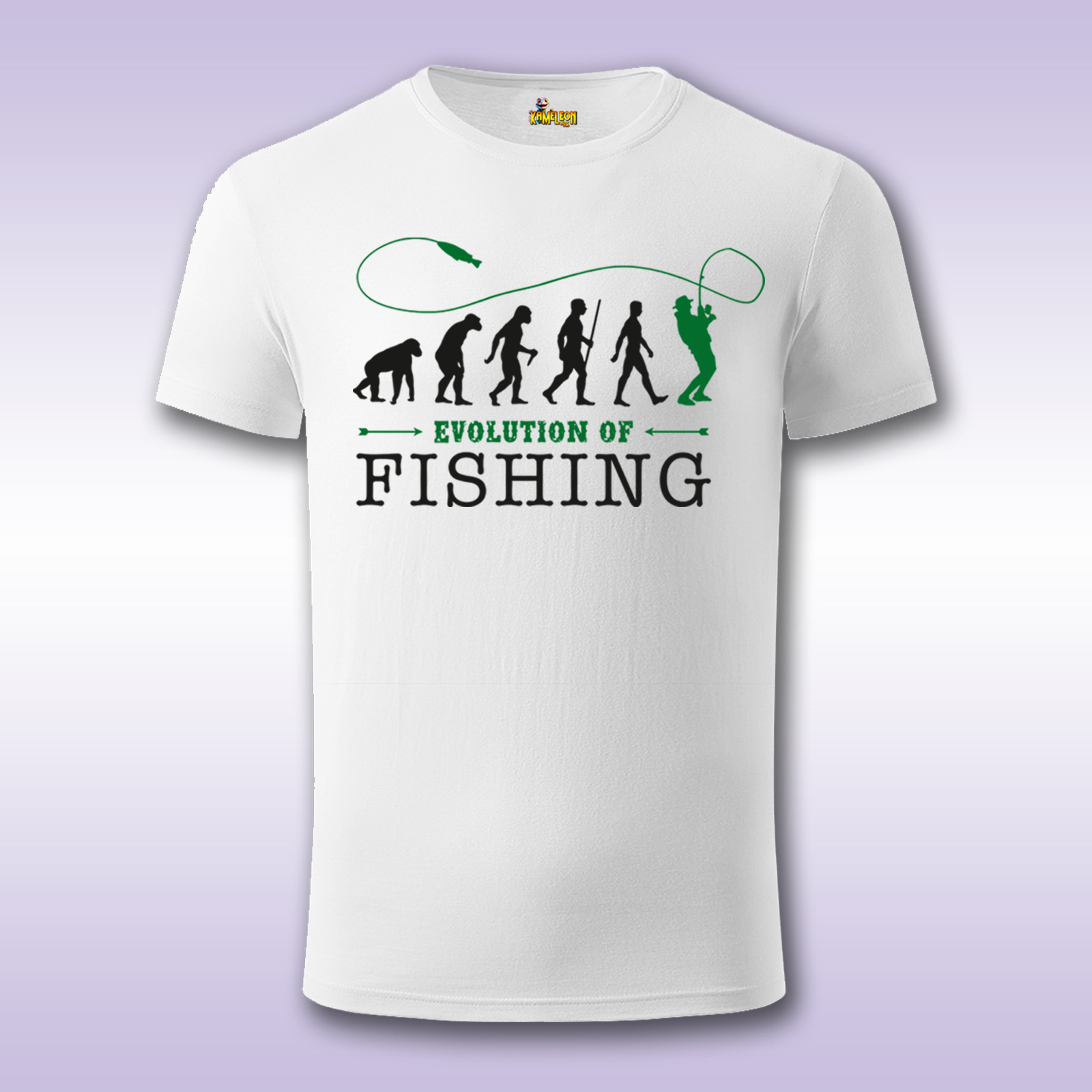 Evolution of Fishing – bela majica Fit sa štampom