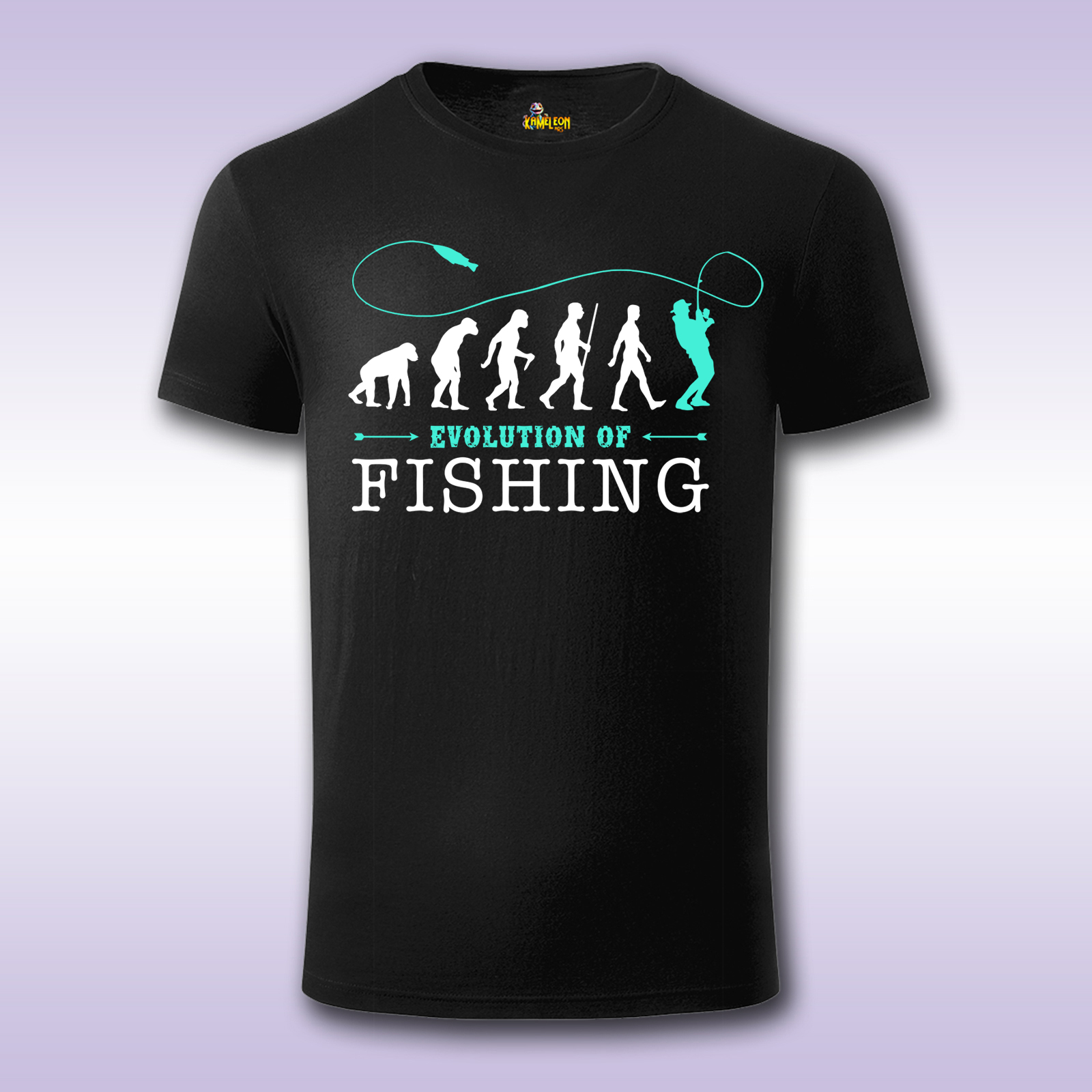 Evolution of Fishing – crna majica Fit sa štampom