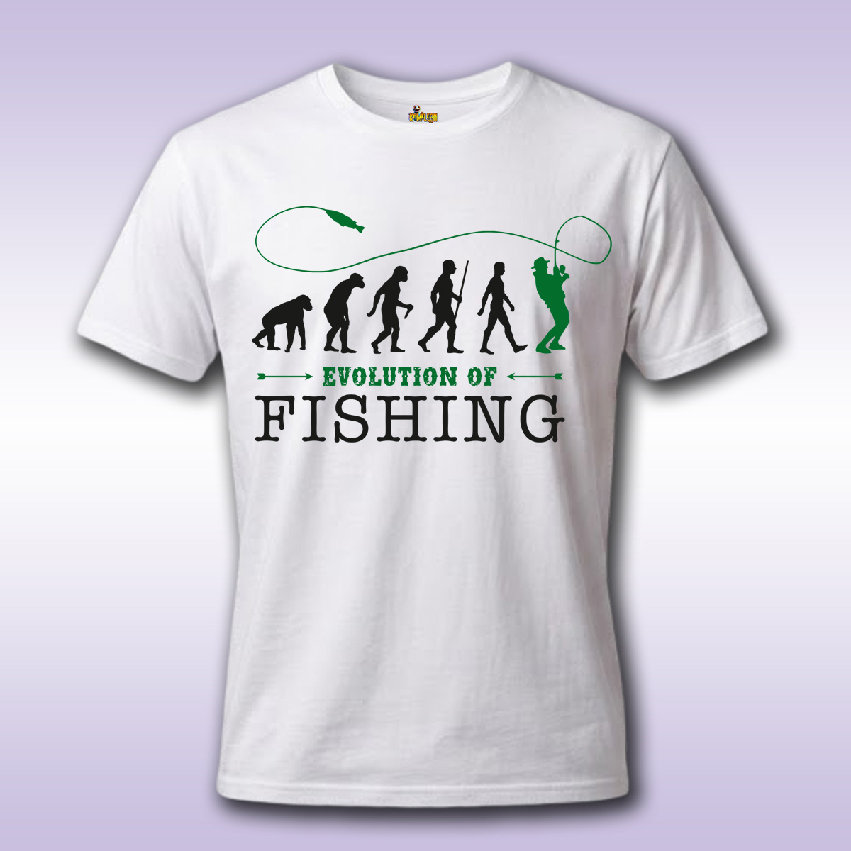 Evolution of Fishing – bela majica Economy sa štampom