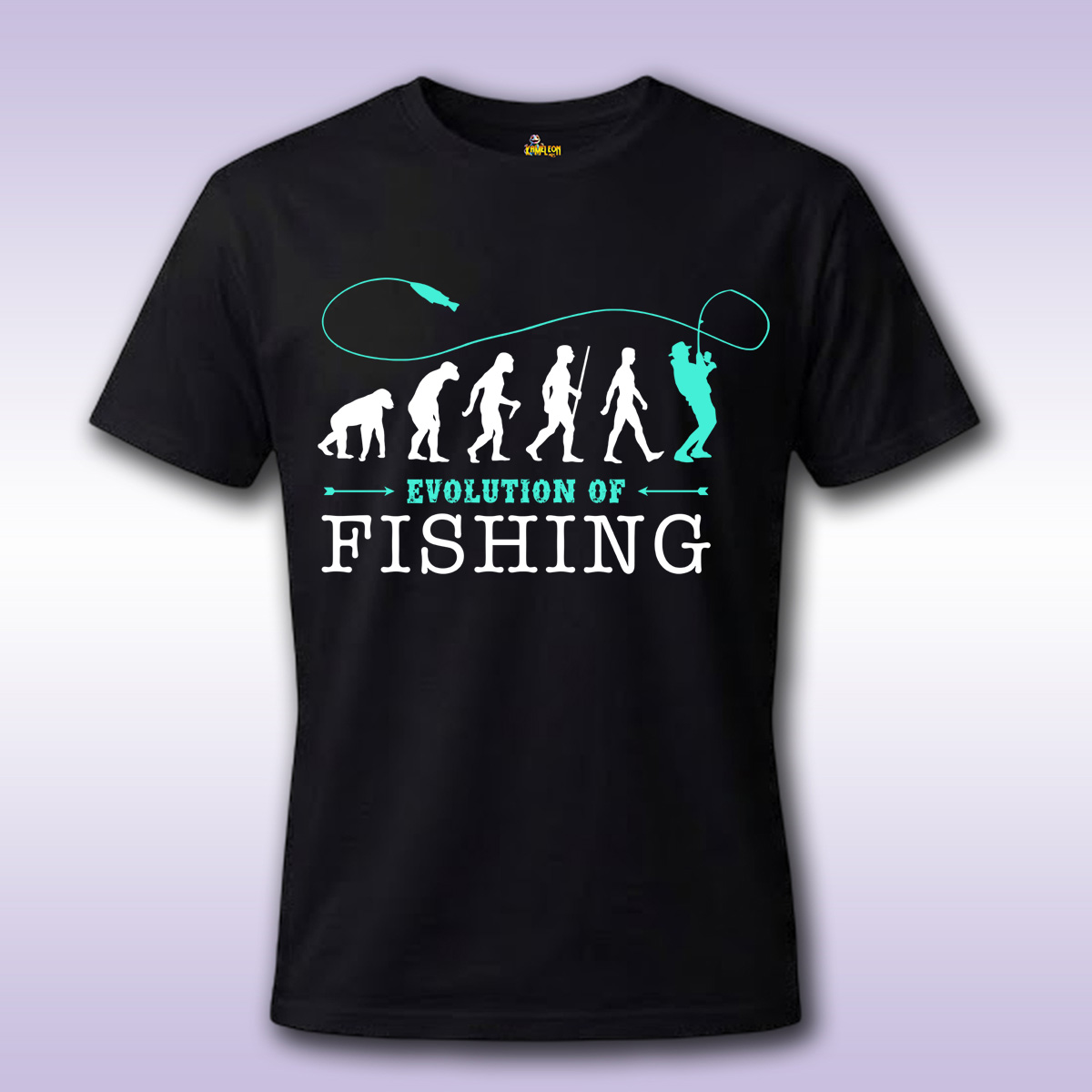 Evolution of Fishing – crna majica Economy sa štampom