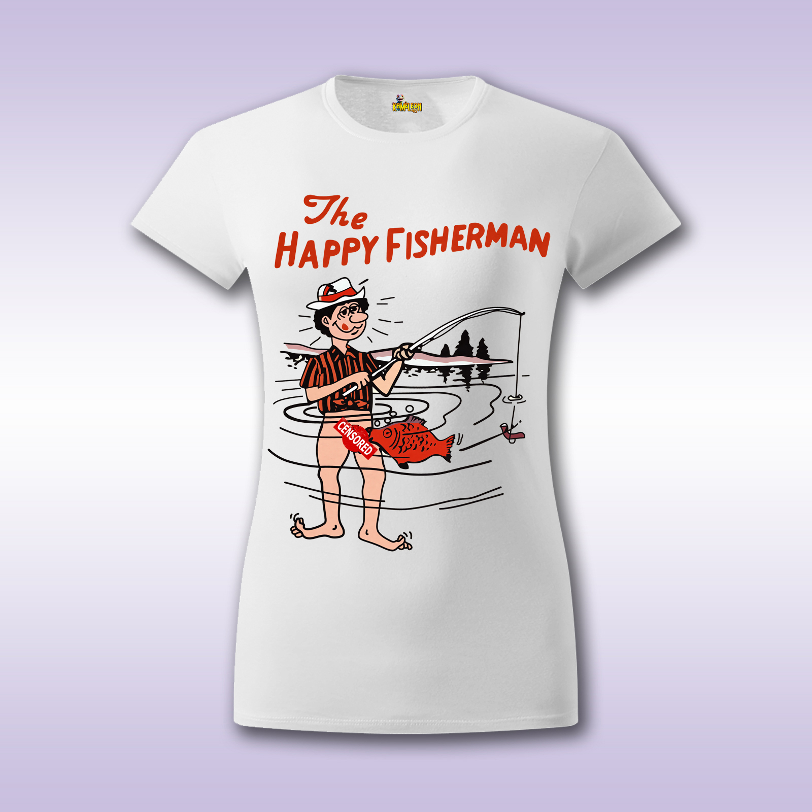Happy Fisherman CENSORED – bela ženska majica sa štampom