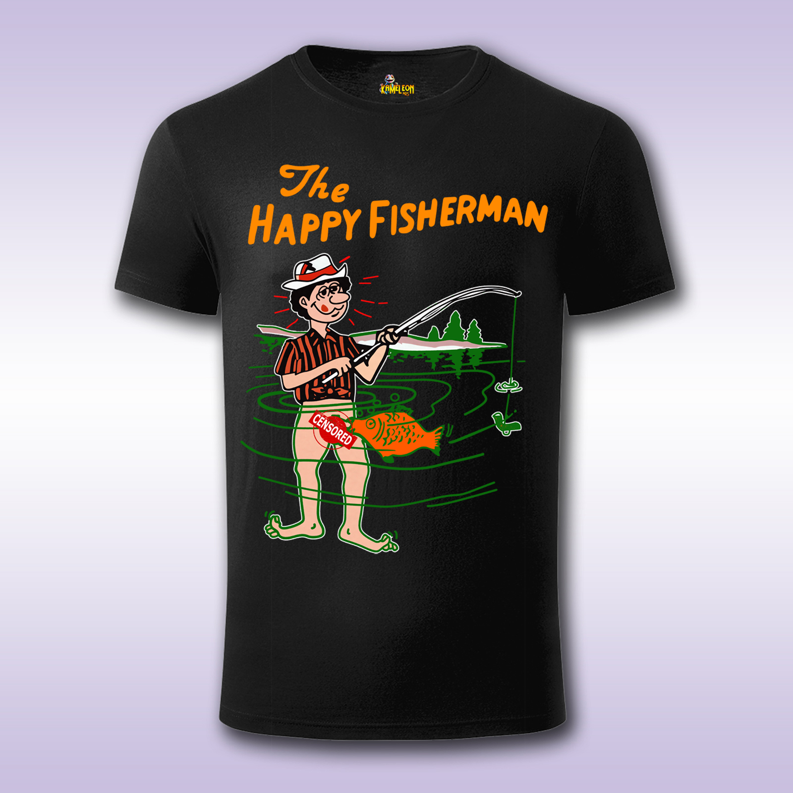 Happy Fisherman CENSORED – crna majica Fit sa štampom