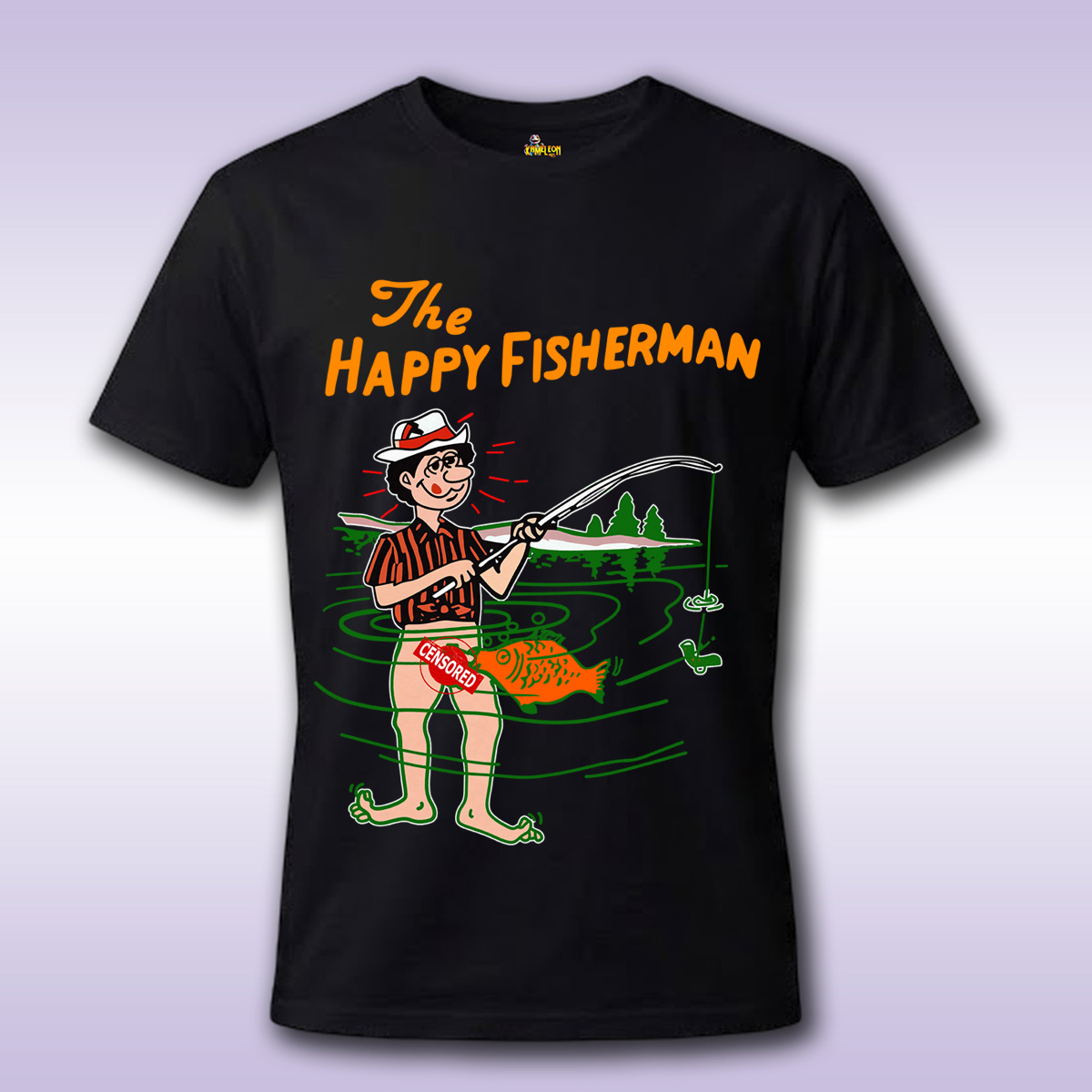Happy Fisherman CENSORED – crna majica Economy sa štampom