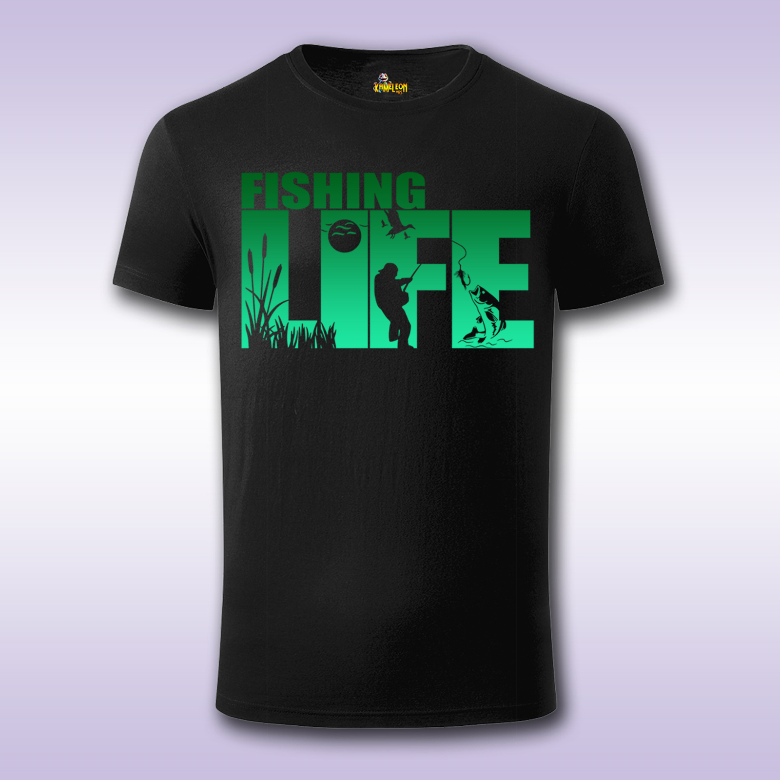 Fishing Life – crna majica Fit sa štampom