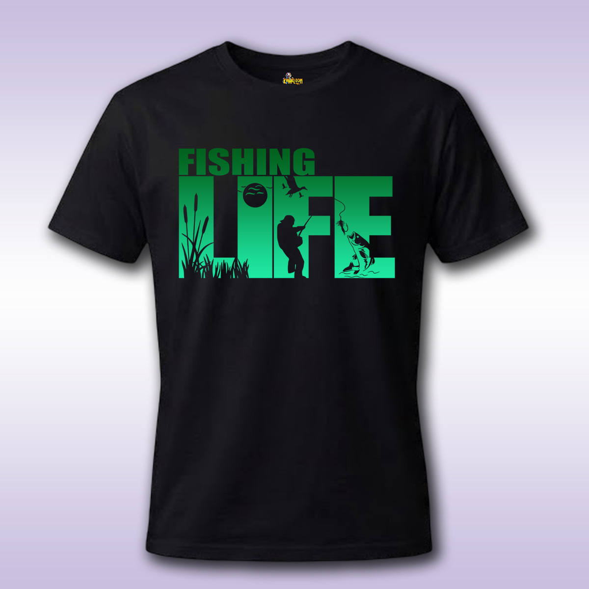 Fishing Life – crna majica Economy sa štampom